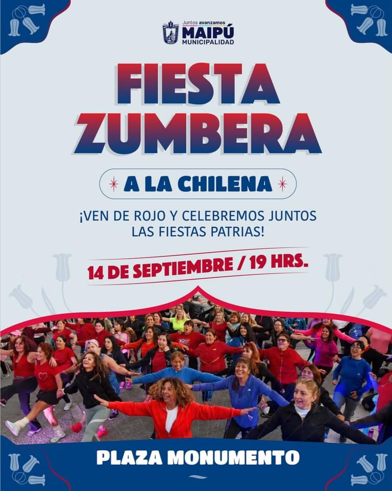 Fiesta Zumbera a la Chilena: convocan a masiva jornada de baile en la Plaza Monumento de Maipú