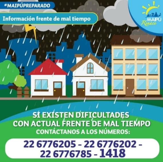 Varios sectores de Maipú presentan inundación en medio de intensas lluvias