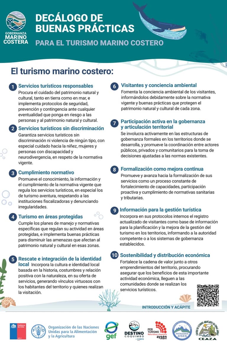 Decálogo de buenas prácticas para Turismo Marino Costero