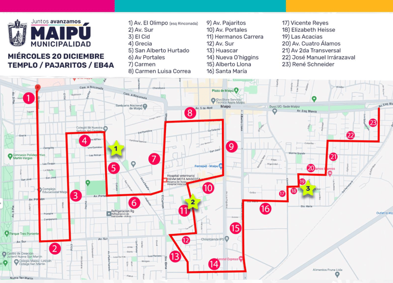 Caravana Navideña Municipal: revisa cuáles serán los recorridos en Maipú