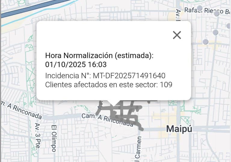 Corte de luz en Maipú.