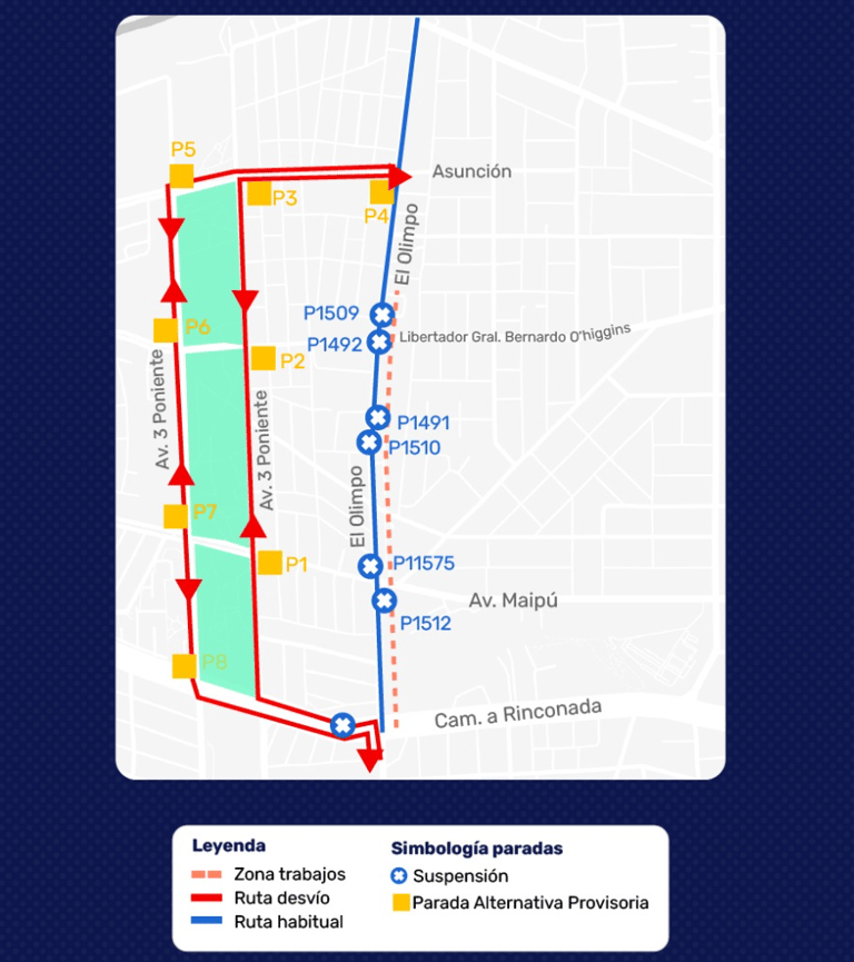desvíos por obras de pavimentación en calle el olimpo