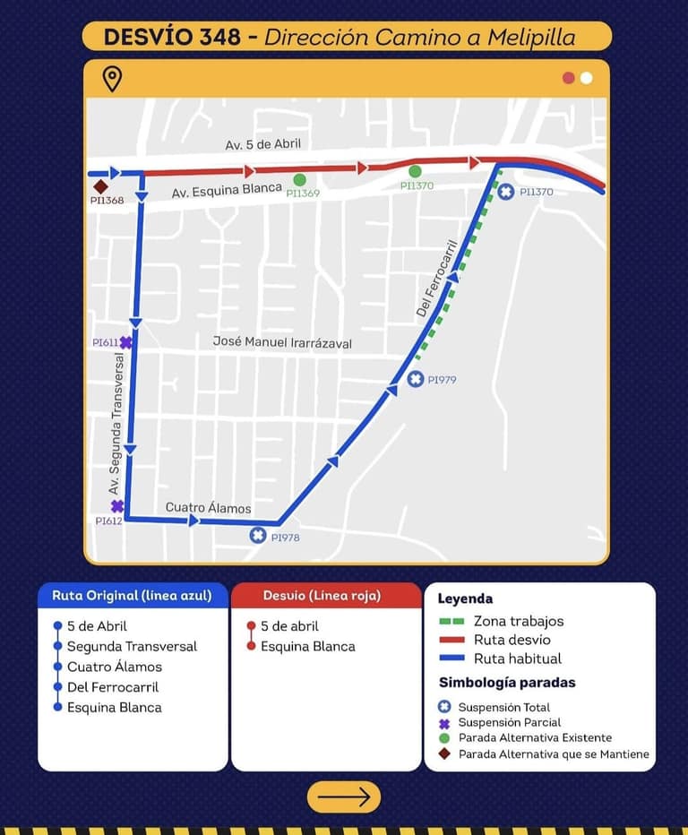 Buses RED desviarán su recorrido en Maipú desde el 25 de julio por obras del Serviu