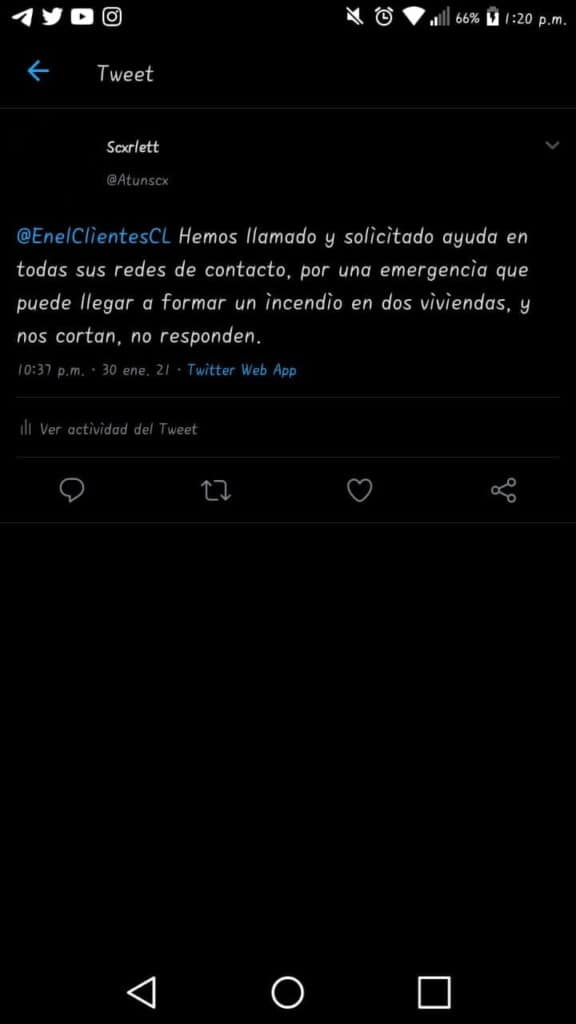 Reclamo vía Twitter