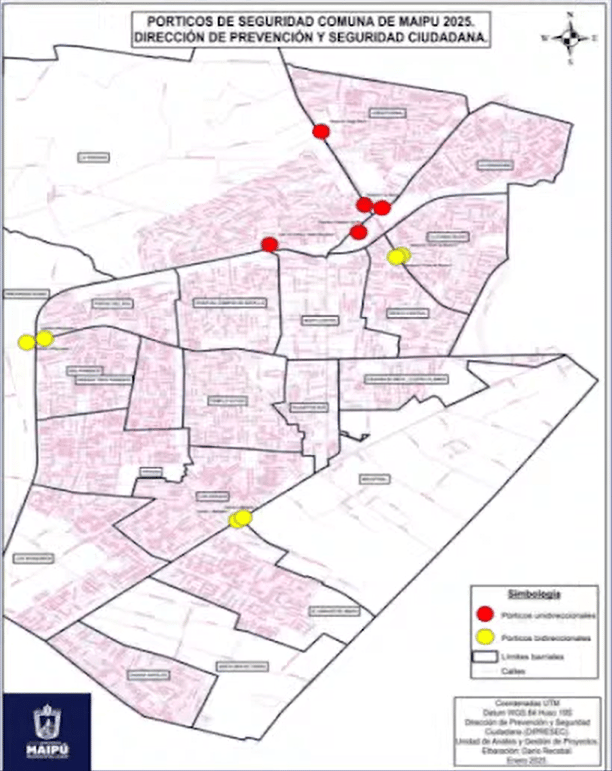 ubicación de los once pórticos