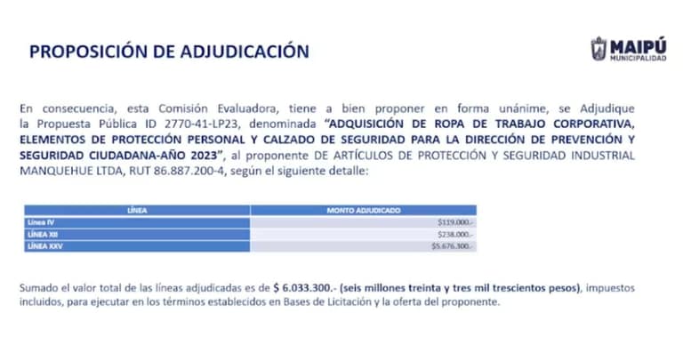 licitación articulos de seguridad