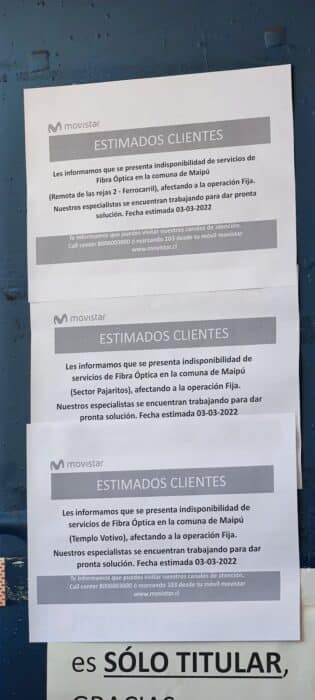 Caída de internet en Maipú: Movistar informó dar solución para el 3 de marzo