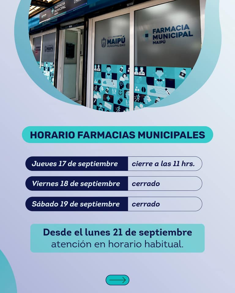 Fiestas Patrias 2026: estos son los horarios de farmacias, CESFAM y servicios de urgencias en Maipú