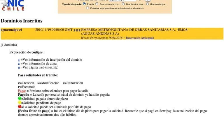 Aguas Andinas tiene registrado el dominio aguasmaipu.cl ¿por algo será?