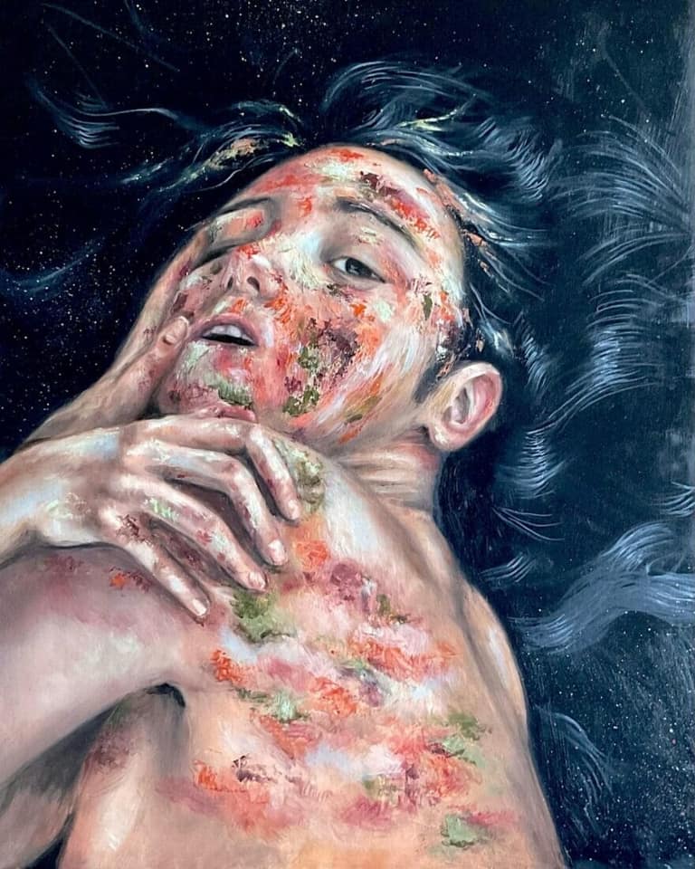Pintura de Vanya, parte de la exposicion "Cuerpo Inerme".