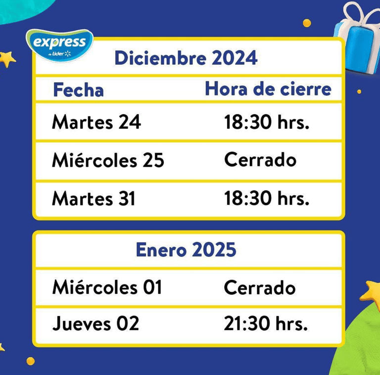horario de cierre lider supermercado