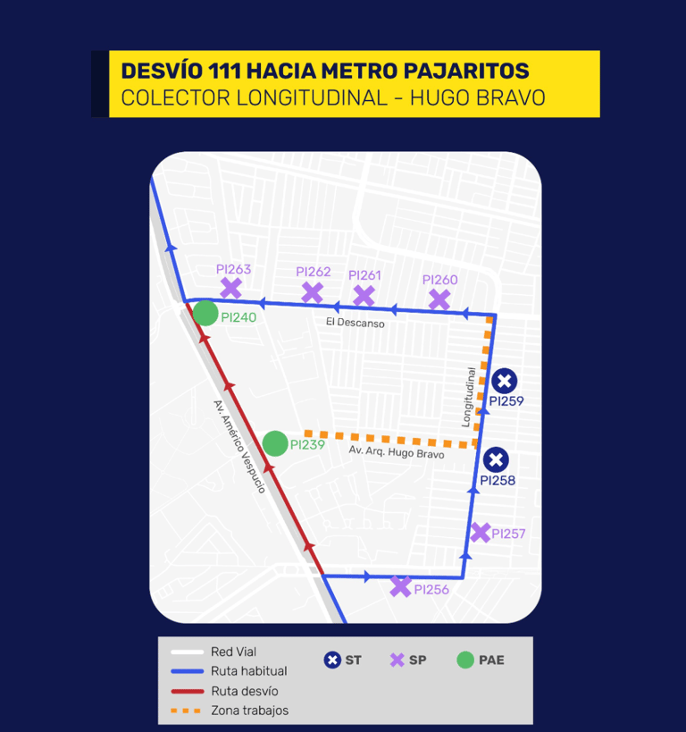 desvíos del tránsito en maipu