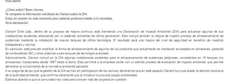 Clariant omitió declarar al servicio de evaluacion ambiental 19 estanques de sustancias peligrosas