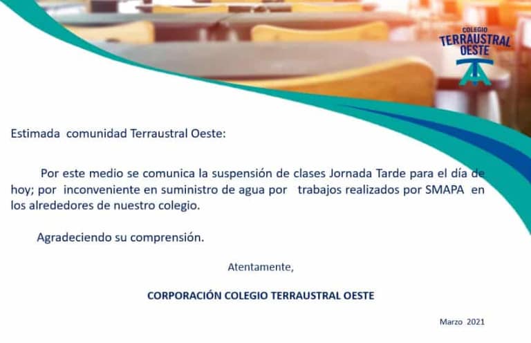 Comunicado del Colegio Terraustral Oeste.