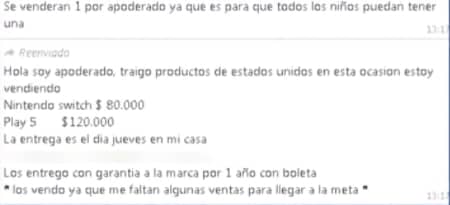 Mensaje que enviaba la mujer estafadora a los apoderados.