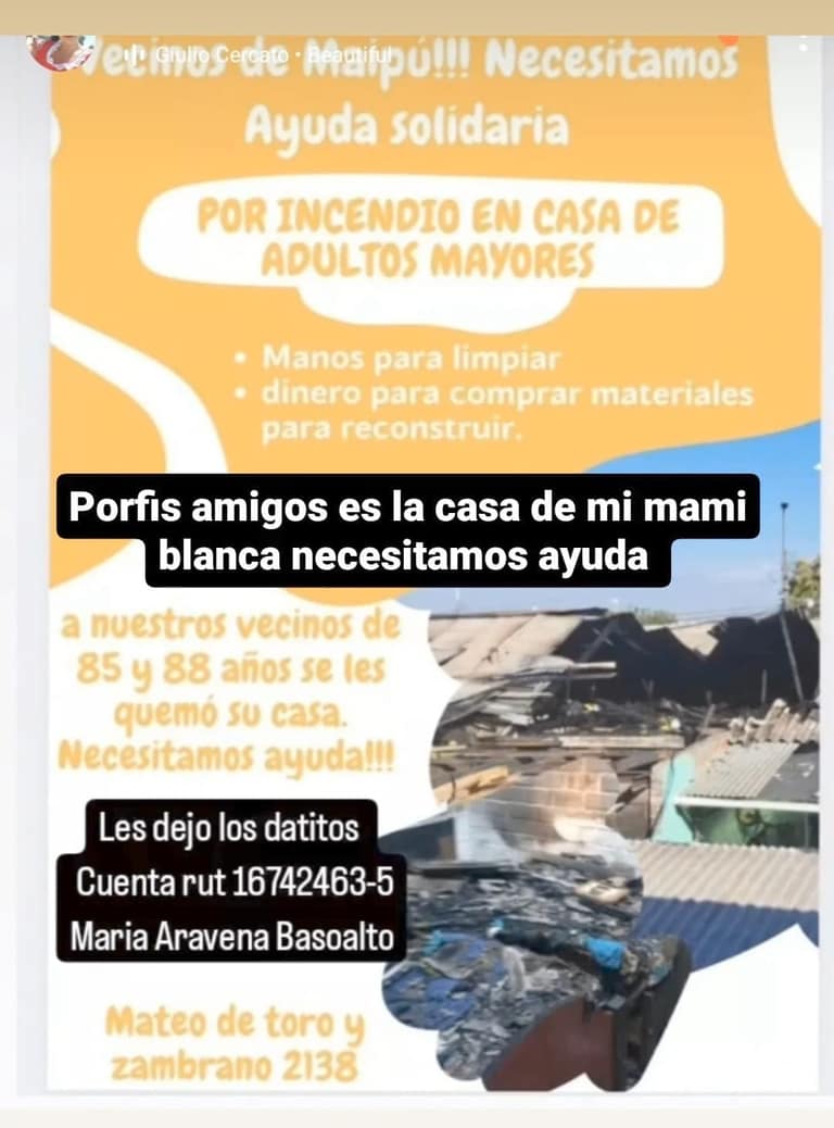 Incendio afectó casas de adultos mayores en Maipú: familias y vecinos organizan completadas y bingos a beneficio