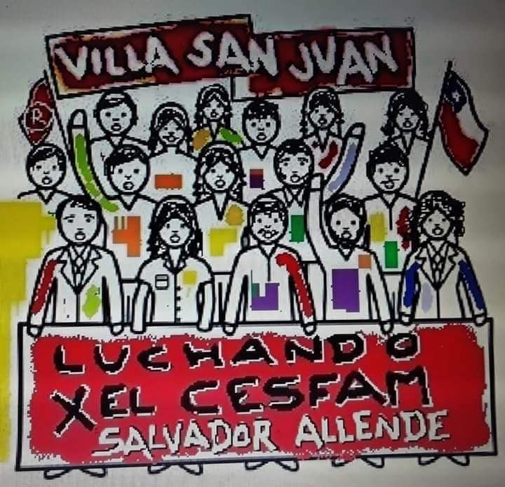 Dibujo reivindicativo de "Villa San Juan CESFAM Salvador Allende".