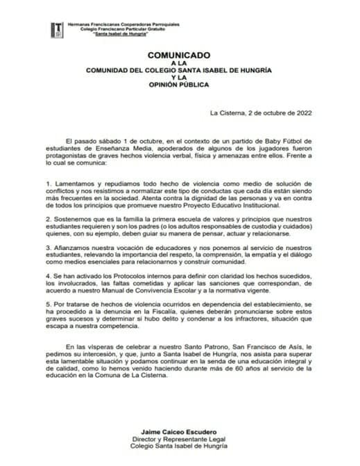 comunicado baby fútbol