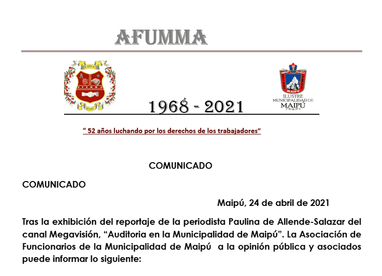 Comunicado AFUMMA