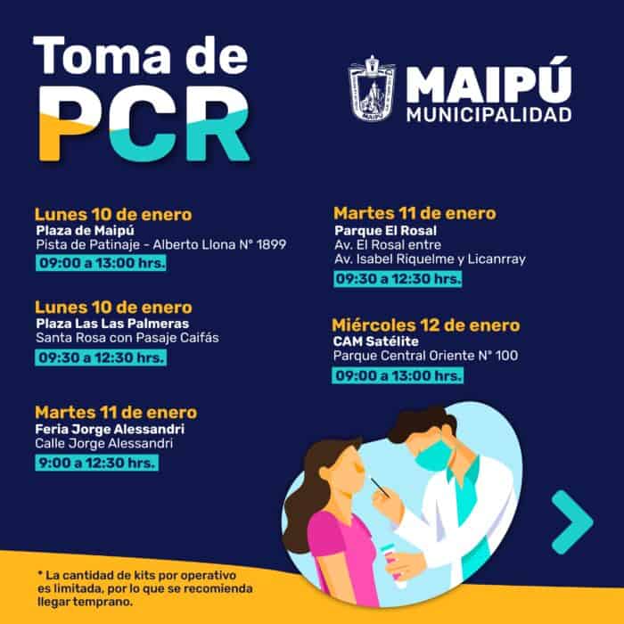 Revisa el Plan de Vacunación y operativos PCR de esta semana en Maipú