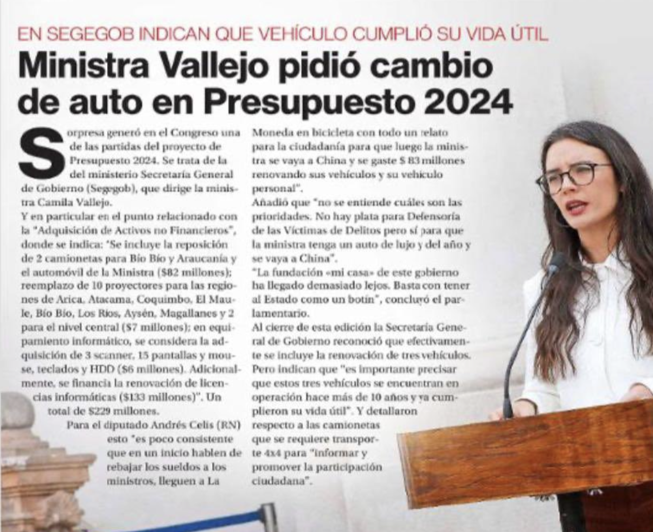 [Video] Ministra Vallejo muestra el deteriorado estado del vehículo ministerial: «Me queda vida por delante, es él o yo»
