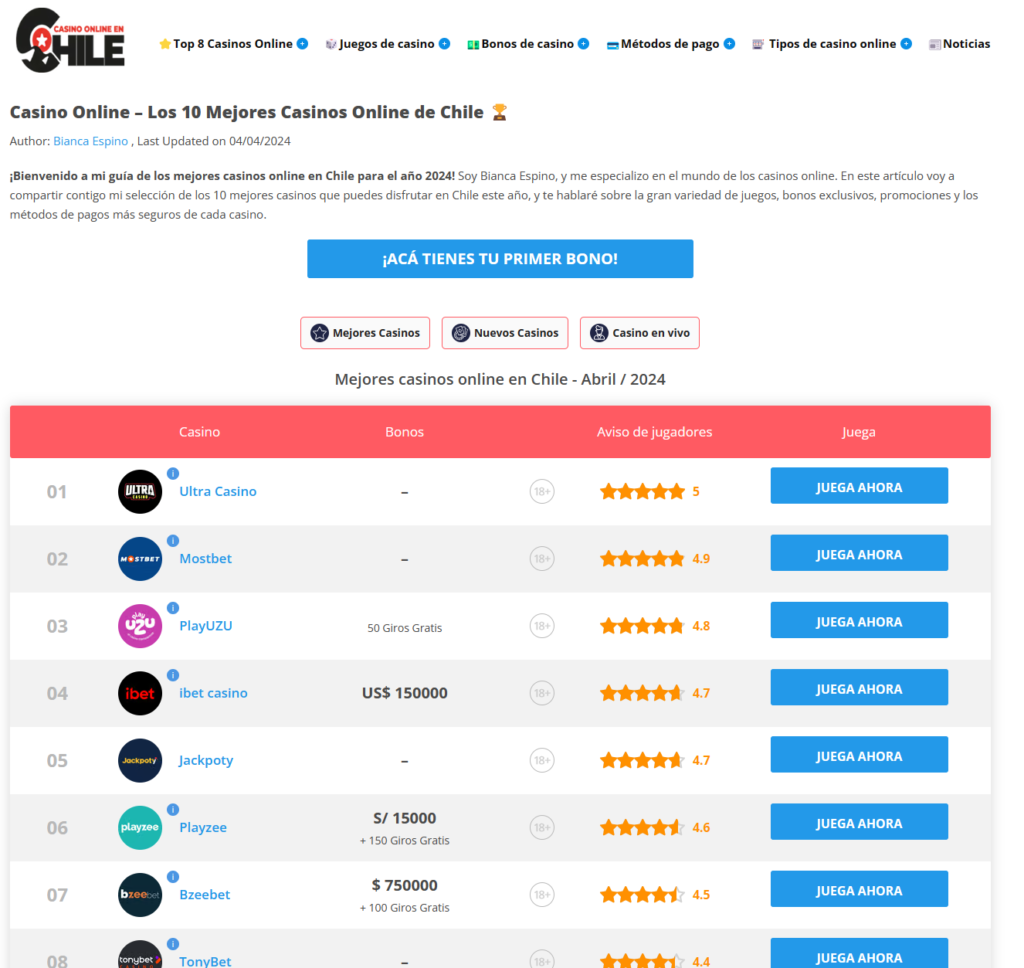 Casinoonlineenchile.cl: Una completa guía de Bonos de bienvenida en casinos online