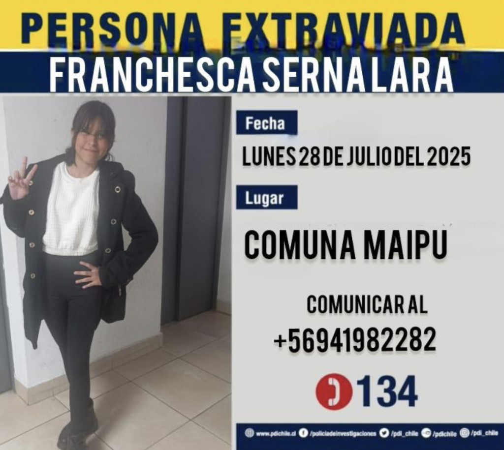 Niña desaparecida en Maipú: desesperada búsqueda de Franchesca Sernalara 2 Franchesca Sernalara