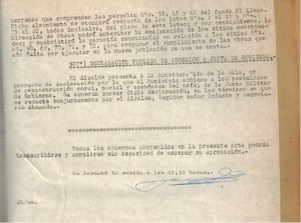 acta muni respaldo golpe de Estado 1973