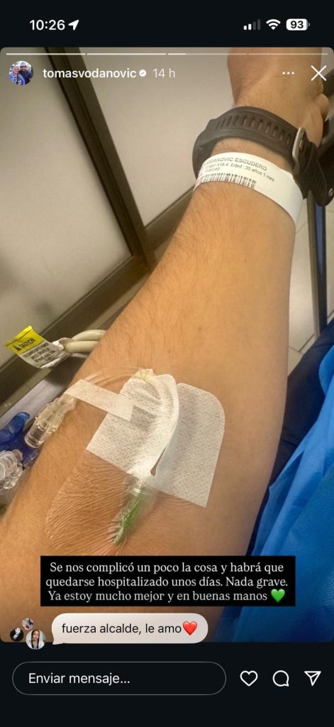 "Ando medio quemado": Tomás Vodanovic es hospitalizado tras sufrir una grave infección en las amígdalas 1 Tomás Vodanovic hospitalizado