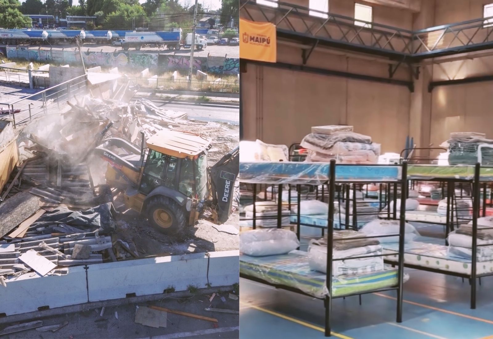 Tras desalojo en campamento El Trébol: albergue provisorio en Gimnasio Santiago Bueras ya fue desmontado