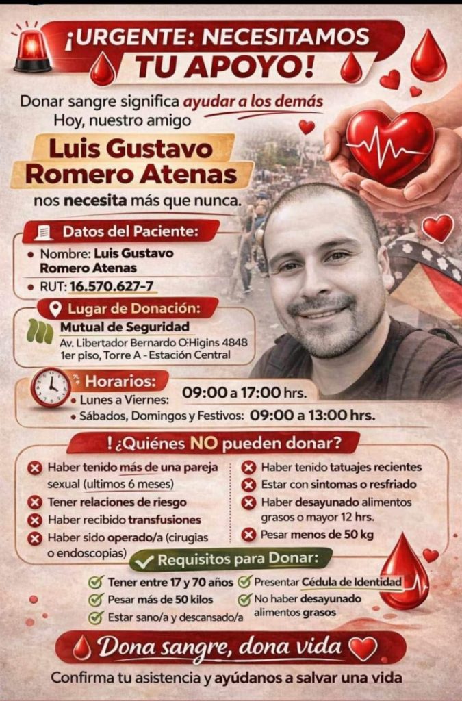 Se necesitan donantes de sangre para maipucino con el 91% de su cuerpo quemado en explosión de camión de gas 2 se buscan donantes de sangre para Luis