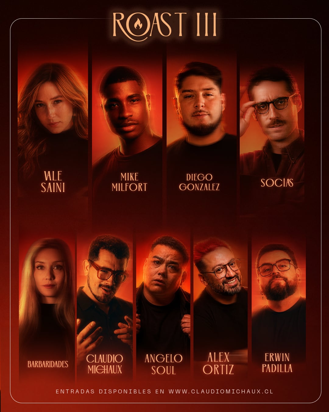 Claudio Michaux presenta Roast III: humor sin filtro y todos contra todos 1 Participantes de Roast III de Claudio Michaux